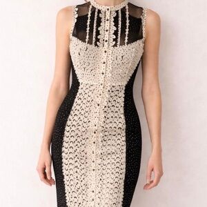 Byron Lars Anthropologie Laser Cut Lace Midi Dress – Size 8 excellent